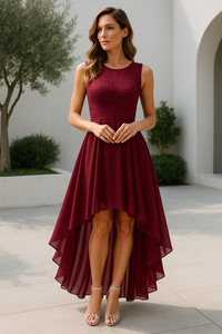 Yvonne | Lace High-Low Wedding Guest Dress