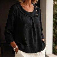 Yvonne | Relaxed Folded Collar Button Blouse